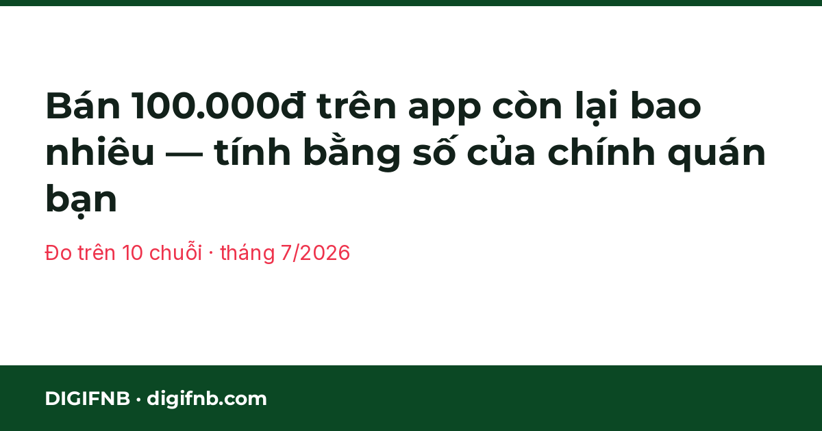 Cách tính lợi nhuận thật mỗi đơn food apps — Bán 100.000đ trên app còn lại bao nhiêu — tính bằng số của chính quán bạn